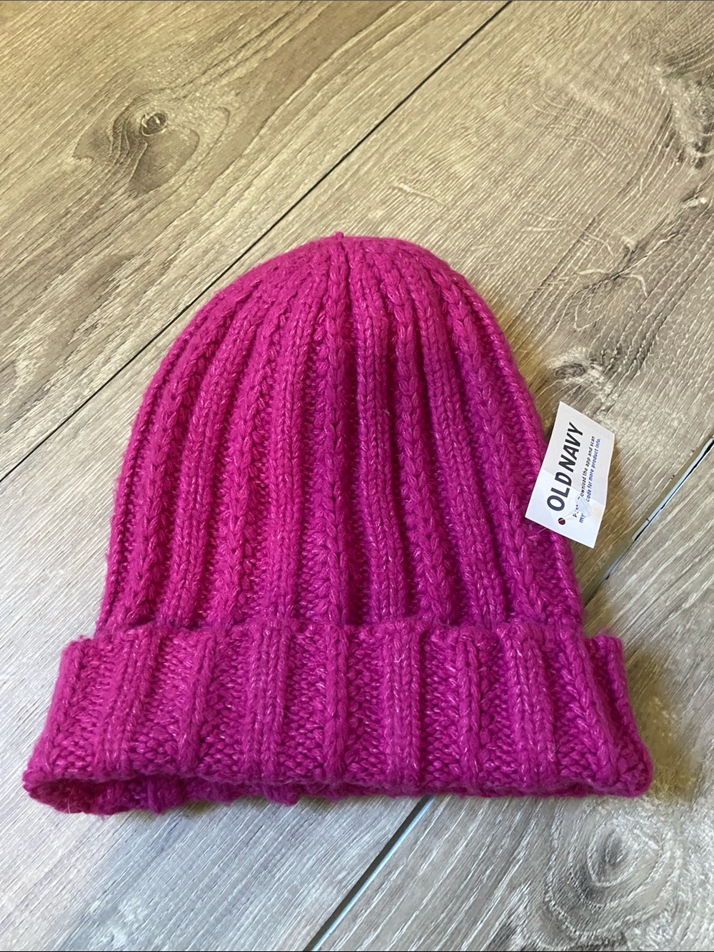 Old Navy Bright Fuchsia Ribbed Cuffed Beanie